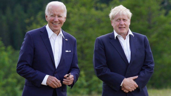 Leaders of the G7, including US President Joe Biden (L) and UK Prime Minister Boris Johnson (R), proposed a plan geared towards competing with China's Belt and Road Initiative.