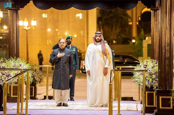 File photo of the Crown Prince Mohammed Bin Salman and Pakistan’s Prime Minister Muhammad Shahbaz Sharif.