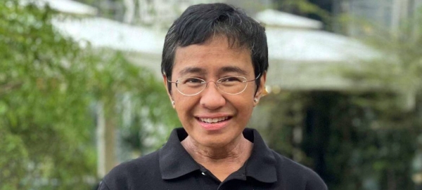 Filipino journalist Maria Ressa at a press conference in October 2021 following her Nobel Peace Prize win.