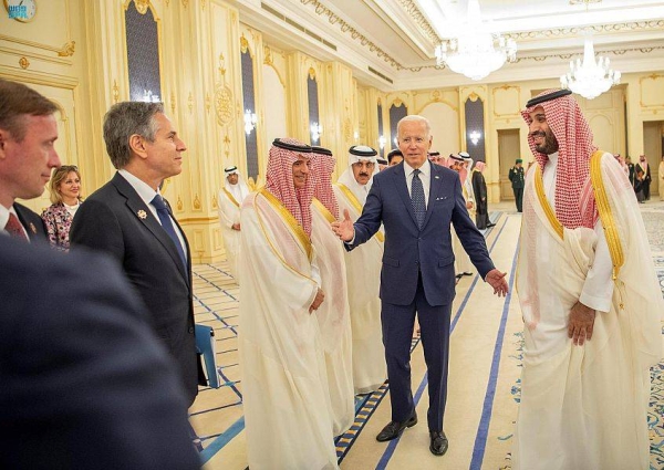 Crown Prince Mohammed bin Salman and US president Joe Biden in Jeddah.