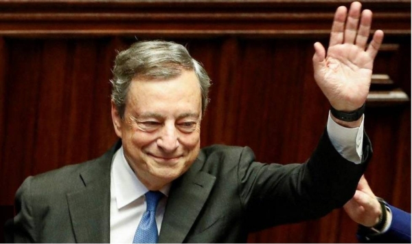 Mario Draghi receives applause from lawmakers as he steps down after a week of turmoil.