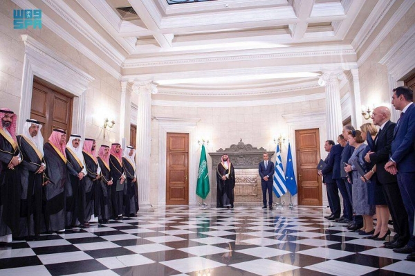 Prime Minister of Greece Kyriakos Mitsotakis received the Crown Prince at Maximos Mansion, the headquarters of the Prime Ministry in the Greek capital.