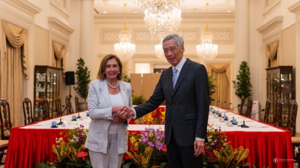 Pelosi met with Prime Minister Lee Hsien Loong and Foreign Minister in Singapore.