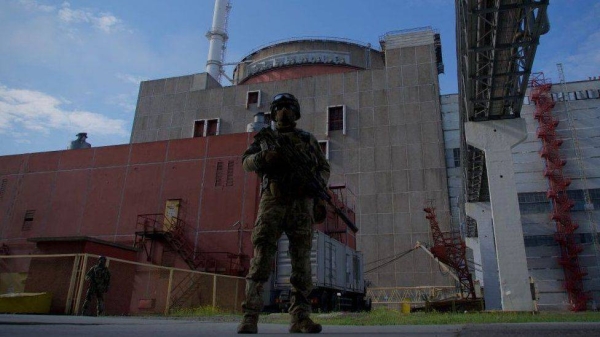 This image of a Russian serviceman guarding the plant was taken in May.