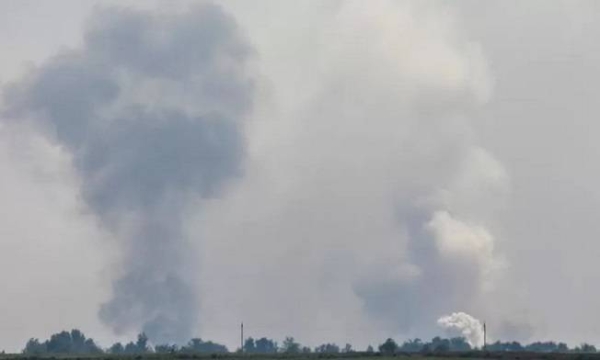 There were repeated explosions at the Russian military base early on Tuesday.