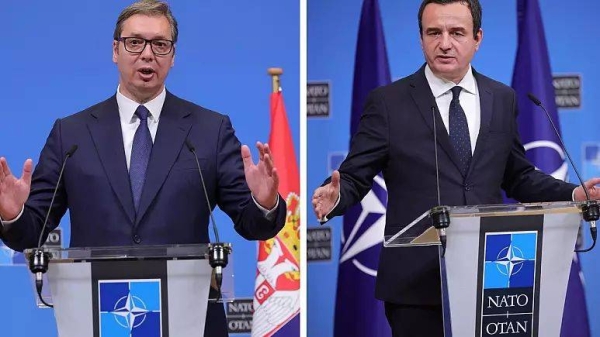  Serbian President Aleksandar Vucic and Kosovo Prime Minister Albin Kurti hold separate NATO press conferences on Wednesday.