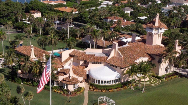 An aerial view of former US President Donald Trump's Mar-a-Lago home in Palm Beach, Florida.