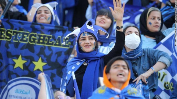 Women were granted access into Tehran's Azadi stadium to watch a league match between Tehran-based Esteghlal FC and visiting Mes Kerman FC.
