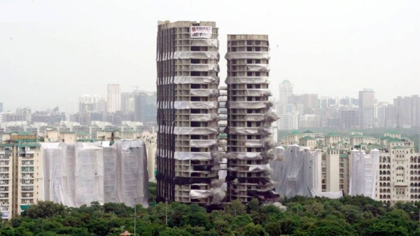 The Supertech twin towers in Noida were brought down Sunday in a massive explosion. 