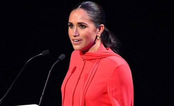 Prince Harry accompanied Meghan to the speech in Manchester.