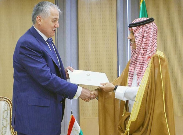 Minister of Foreign Affairs Prince Faisal Bin Farhan received the message during his meeting Wednesday with Tajikistan Minister of Foreign Affairs Sirojiddin Muhriddin.