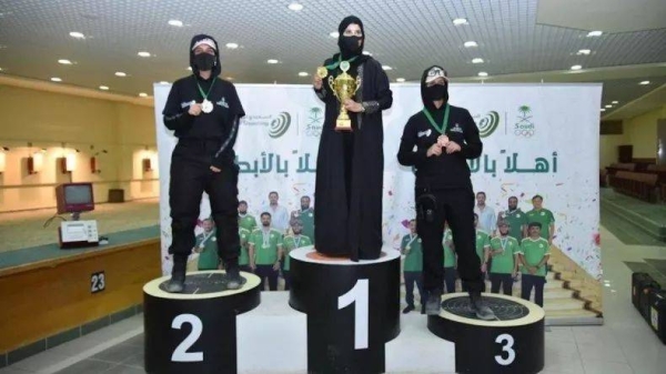 Reem Alatawi is one of Saudi Arabia's top shooters and is seen here taking first place in a national competition. — Joseph Hammond/Zenger