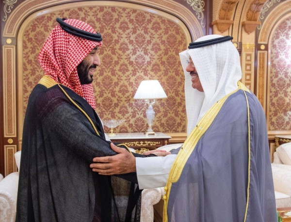 Crown Prince Mohammed Bin Salman, deputy premier and minister of defense, welcomed on Tuesday the Kuwaiti Prime Minister Sheikh Ahmad Nawaf Al-Ahmad Al-Sabah at Al-Salam Palace in Jeddah.