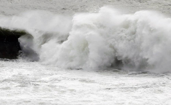 Huge waves slam the coast off the city of Miyazaki ahead of Typhoon Nanmadol’s approach on Saturday. — courtesy photo