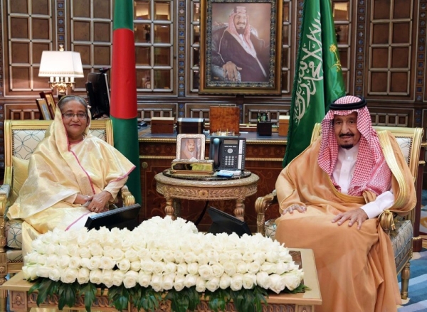 King Salman received Bangladesh Prime Minister Sheikh Hasina in one of her visits to the Kingdom. 