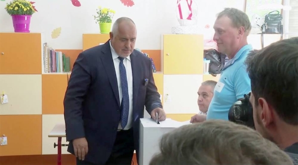 Former Bulgarian Prime Minister Boyko Borissov casts his ballot in the town of Bankya, Bulgaria, Sunday