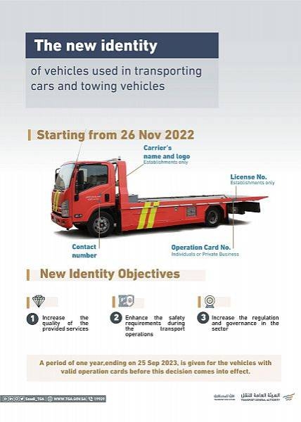Saudi Arabia approves new identity for tow vehicles, enhances safety requirements