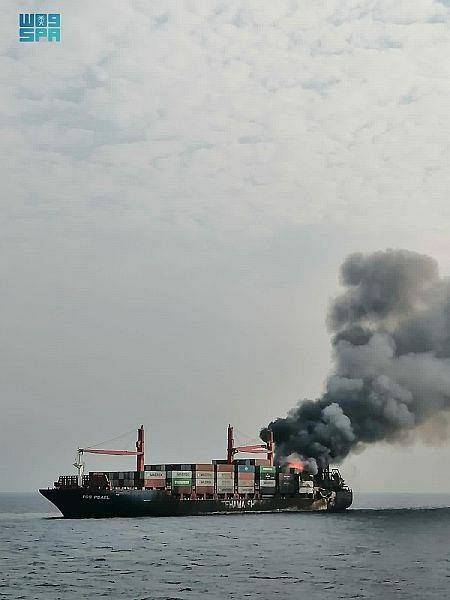 Saudi Border Guards rescue crew of ship on fire in Red Sea