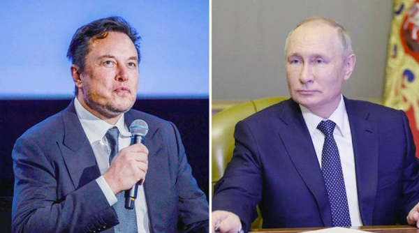 Combo picture of Elon Musk and Vladimir Putin.