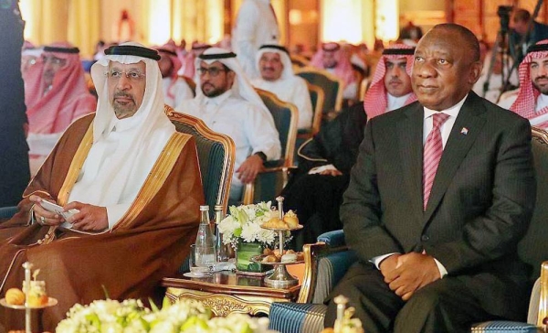 South Africa President Cyril Ramaphosa attends the Saudi-South African Investment Forum on Saturday in Jeddah.