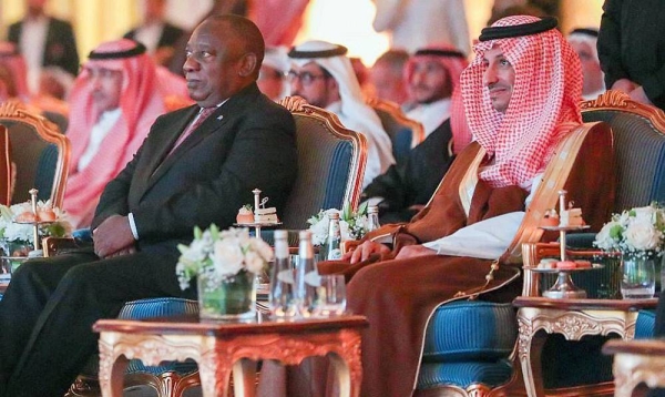 South Africa President Cyril Ramaphosa attends the Saudi-South African Investment Forum on Saturday in Jeddah.