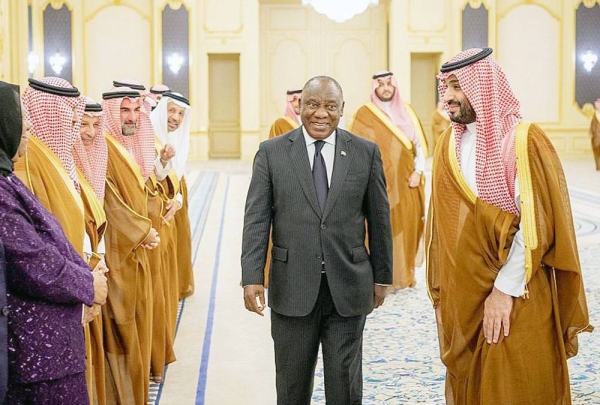 Crown Prince Mohammed Bin Salman, prime minister, received at the Royal Court at Al-Salam Palace in Jeddah, South African President Cyril Ramaphosa. An official reception ceremony was held for the South African president.
