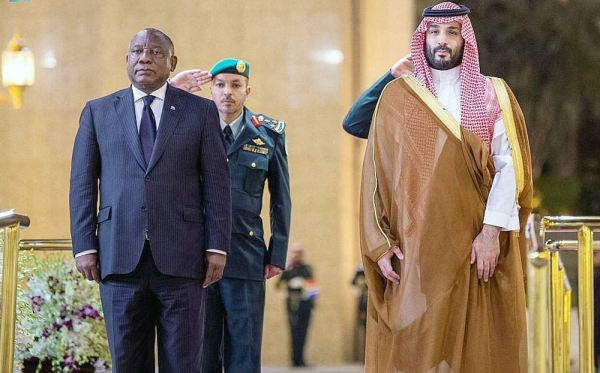 Crown Prince Mohammed Bin Salman, prime minister, received at the Royal Court at Al-Salam Palace in Jeddah, South African President Cyril Ramaphosa. An official reception ceremony was held for the South African president.
