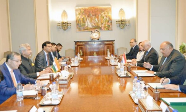 Egypt’s Foreign Minister Sameh Shoukry holds talks in Cairo with Indian External Affairs Minister S. Jaishankar, who is on his first visit to Egypt as foreign minister.