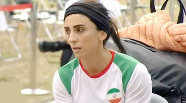 File photo of Iran rock climber Elnaz Rekabi, 33, competing without hijab