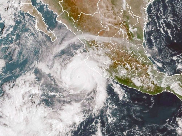 This satellite image shows Hurricane Roslyn approaching the Pacific coast of Mexico on Saturday.