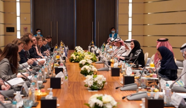 Saudi Human Rights Commission officials, headed by President Dr. Hala bint Mazyad Al-Tuwaijri, hold talks with the senior officials of the Middle East and Gulf Working Group of the European Council in Riyadh on Sunday.