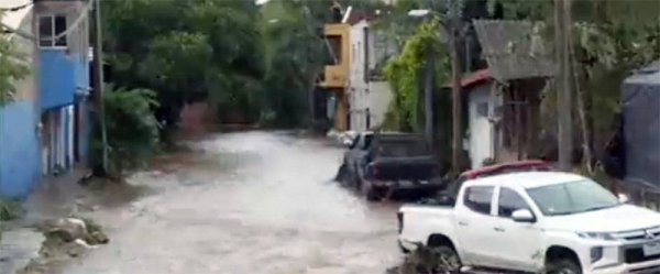 Flooded street in Sayulita, Mexico