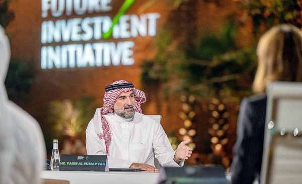 PIF Governor Yasir Al-Rumayyan participates in the 6th edition of the three-day Future Investment Initiative (FII) kicked off Tuesday at the King Abdul Aziz International Conference Center in Riyadh.