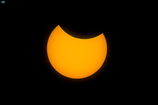 The eclipse was photographed with a CCD camera, with part of the sun being covered by the moon. — courtesy SPA