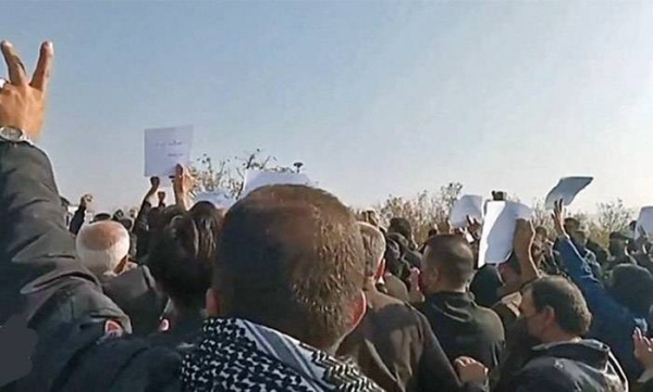 This image posted on Twitter shows protests taking place in Iran.
