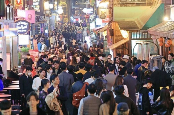 Hundreds gathered in a popular area for the upcoming Halloween, in Seoul, South Korea. — Courtesy photo