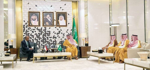 Minister of Interior Prince Abdulaziz Bin Saud Bin Naif received in Riyadh Wednesday the Singapore’s Minister for Home Affairs and Minister for Law K. Shanmugam.