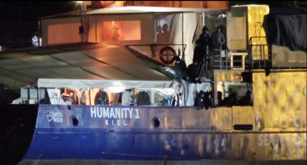 Migrants on the Humanity 1 at Catania on the island of Sicily. — courtesy photo