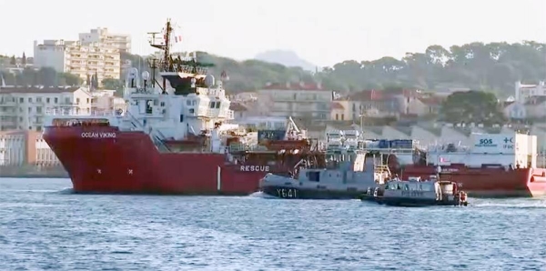 The 'Ocean Viking' charity ship carrying more than 200 migrants enters military port of Toulon. — courtesy photo