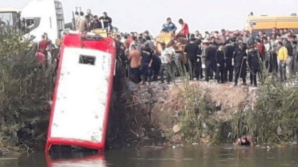 Scene of the public transportation bus accident that occurred in Mansoura in Egypt. — courtesy picture: The Mirror