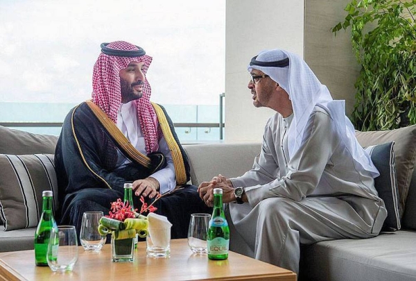 Crown Prince and Prime Minister Mohammed Bin Salman, head of the Kingdom of Saudi Arabia’s delegation participating in the G20 Summit in Bali, Tuesday met with UAE Presdent Sheikh Mohammed Bin Zayed Al Nahyan.