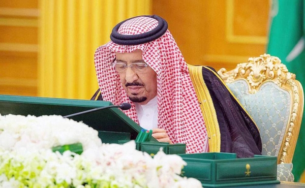Custodian of the Two Holy Mosques King Salman chairs the Cabinet session on Tuesday afternoon at Al-Yamamah Palace in Riyadh,
