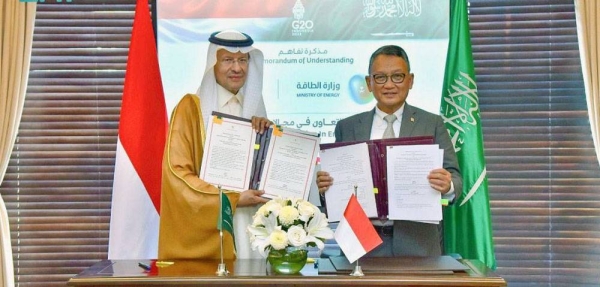 Minister of Energy Prince Abdulaziz Bin Salman and Indonesia's Minister of Energy and Mineral Resources Arifin Tasrif signed a MoU for cooperation between the two countries in the fields of energy, in Bali, Indonesia.