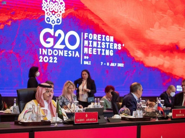 Minister of Foreign Affairs Prince Faisal bin Farhan attending the foreign ministers’ session of the G20 Summit in Bali, Indonesia, on Wednesday.

