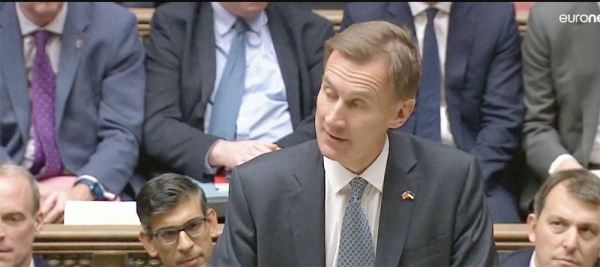 UK finance minister Jeremy Hunt delivers his autumn statement in parliament, Thursday.