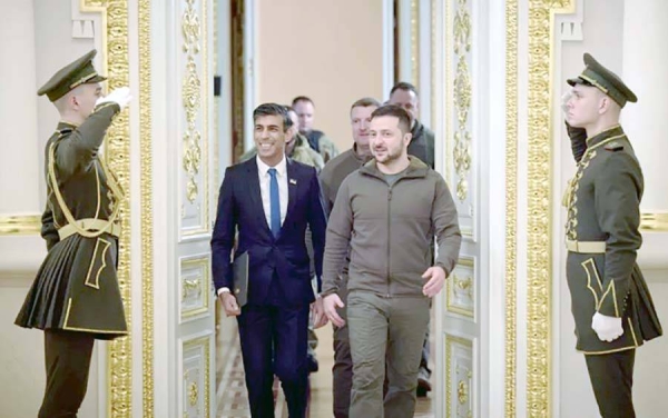 British Premier Rishi Sunak and Ukriane President Volodymyr Zelensky are saluted in Kyiv, Ukraine. — courtesy Ukrainian President’s Office