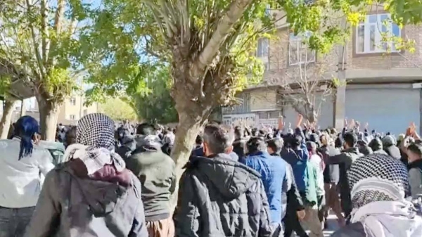 Anti-government protesters in the Kurdish city of Piranshahr, in north-western Iran, on Monday. — courtesy Twitter/@ShadiAsadollahi