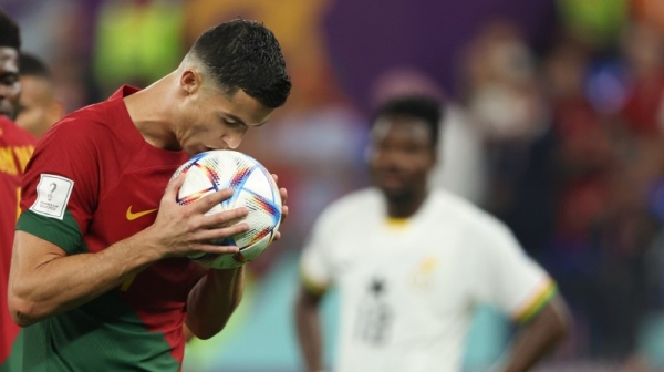 The 37-year-old’s thumping 61st-minute penalty put Fernando Santos’s side ahead in the Group H encounter at Stadium 974 in Doha. (@FIFAWorldCup)