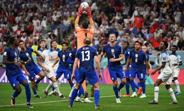 American Walker Zimmerman blocked England forward Harry Kane's shot in the six-yard box in the 10th minute at Al Bayt Stadium. (@FIFAWorldCup) 
