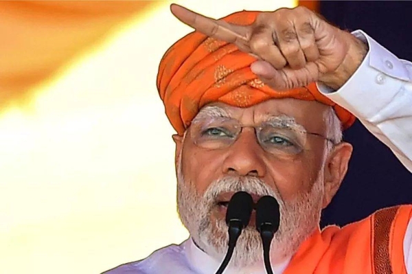 Prime Minister Narendra Modi at an election rally in Gujarat.